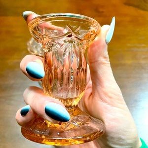 Vintage Depression Glass Pink Candlestick Holders